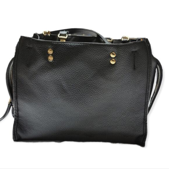 Steve Madden Satchel Purse 3 Compartment Shoulder Bag Black - Picture 3 of 13